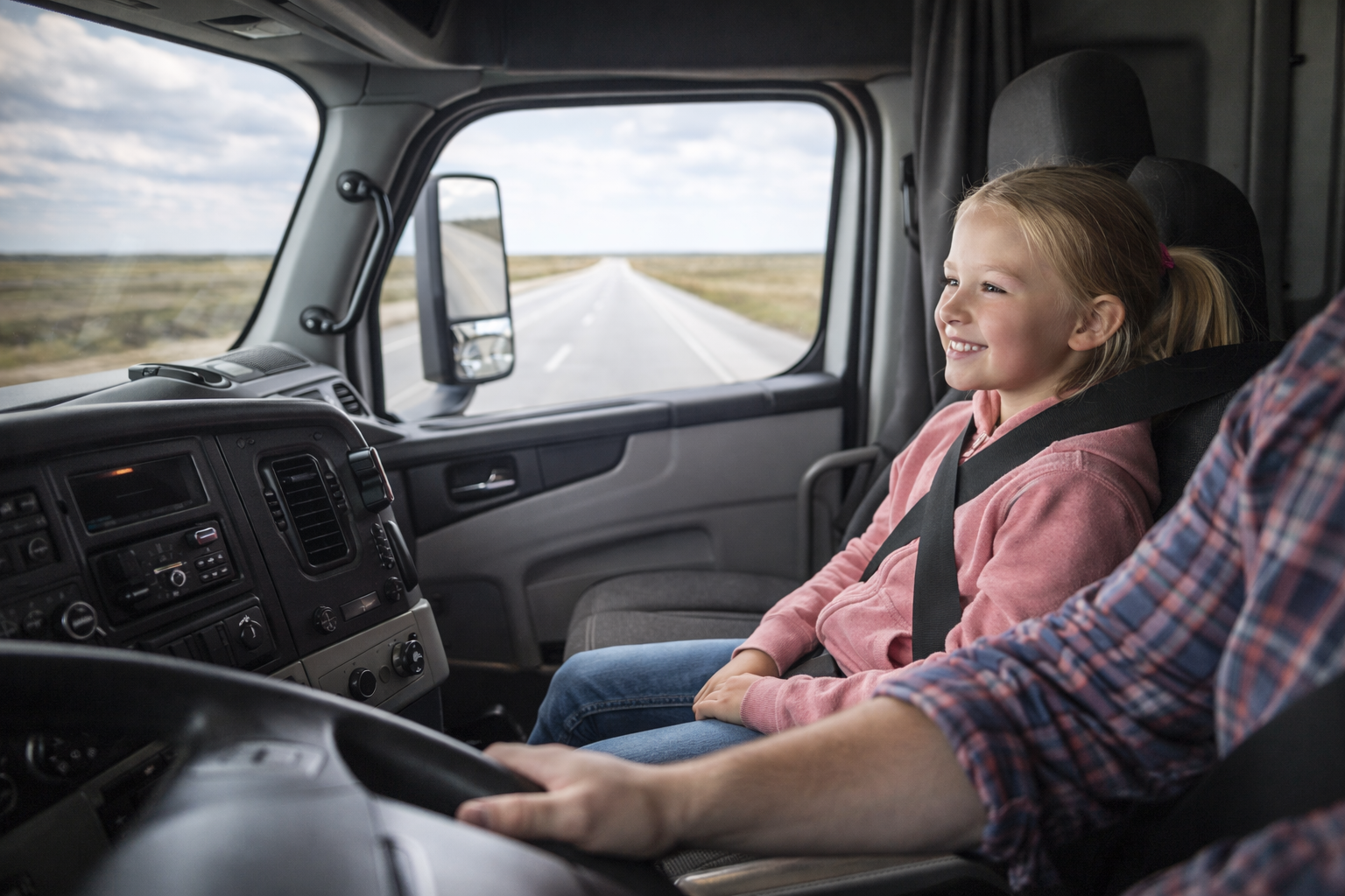 Featured image for article: Can a Child Ride in a Commercial Truck in 2026