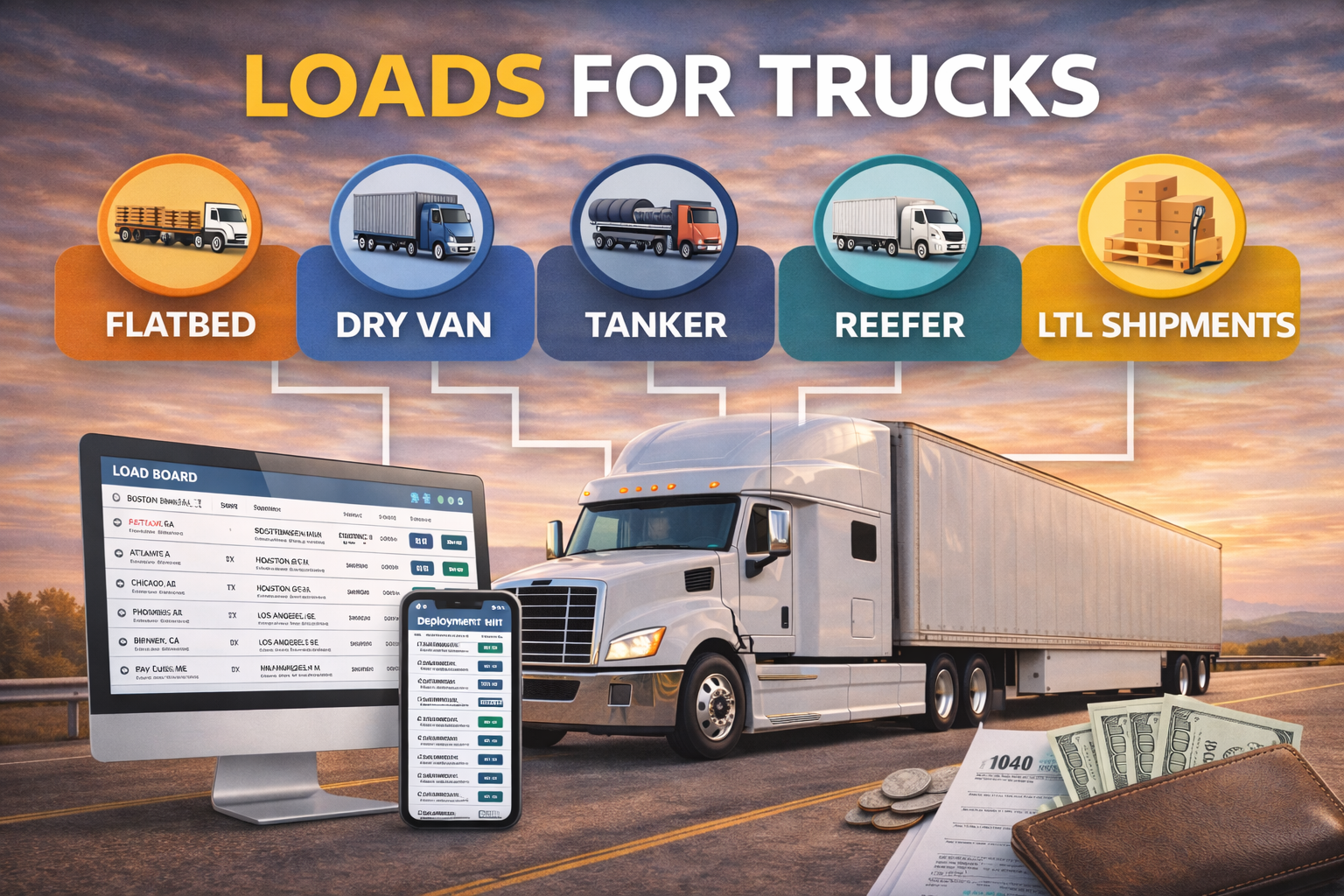 Featured image for article: How to Get Loads for Trucks