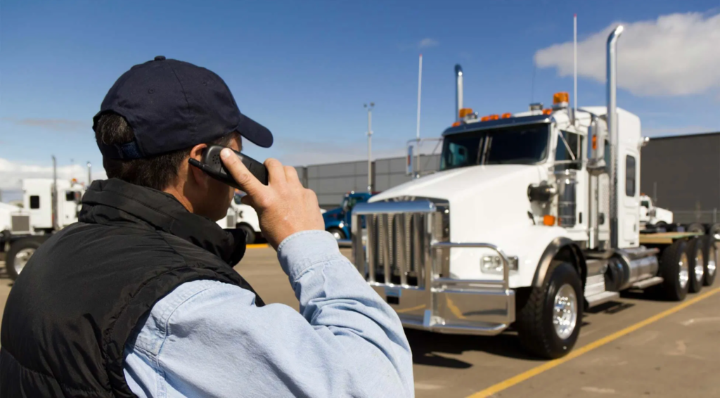 Truck driver talking on the phone