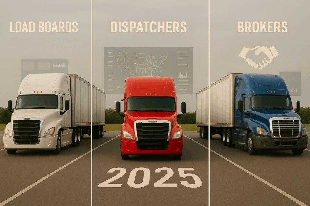 Featured image for article: Load Boards vs Dispatchers vs Brokers 2025 Guide for Truckers