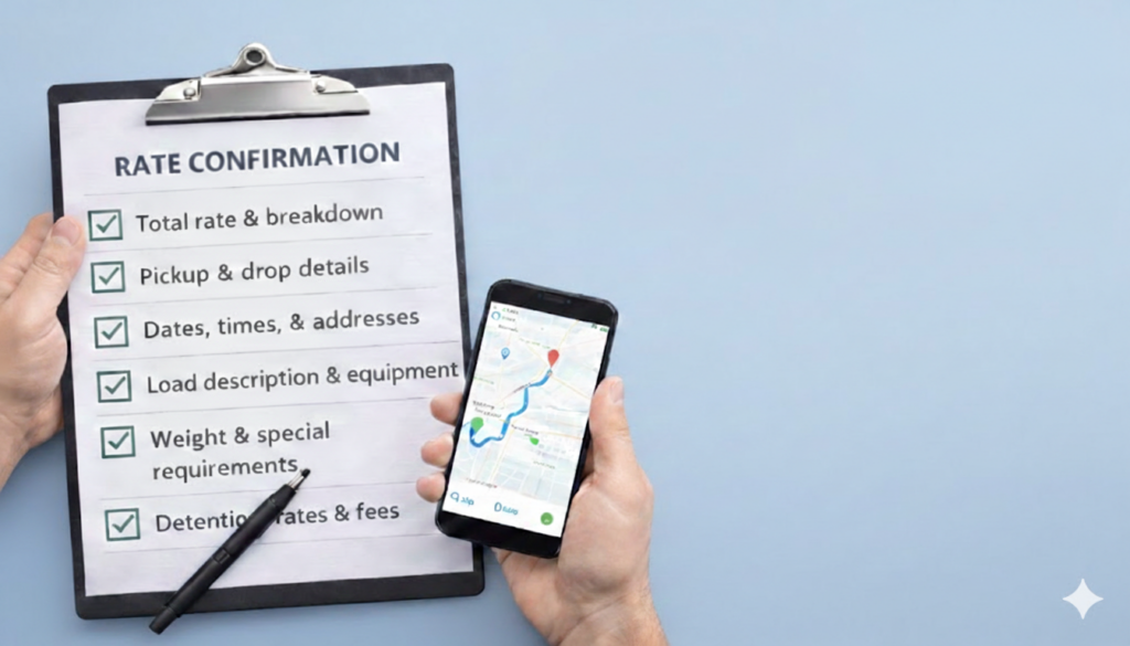 Featured image for article: Rate Confirmation 101 What Owner-Operators MUST Check Before Accepting a Load Fast Checklist